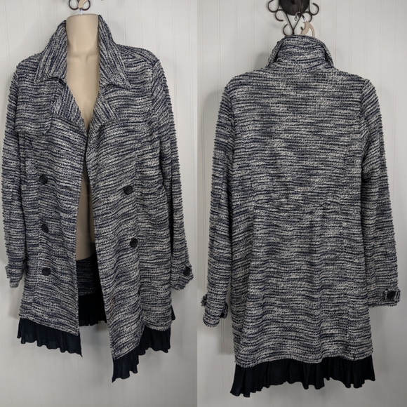 Mystree Navy Marled Double Breast Sweater Coat ML - Picture 2 of 16